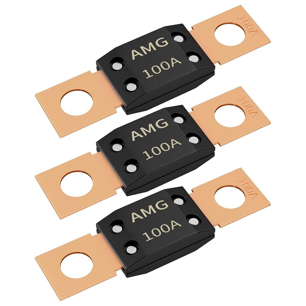Joinfworld 50A MEGA Fuse, High Current Bolt Mount Automotive 50 Amp MEGA/AMG Fuse for Cars, Trucks, Construction Vehicles, Buses, Boats - 3Pcs