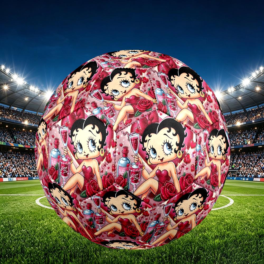 1pc Standard Football Size 5, Soccer Balls, Betty Boop Pattern Soccer Ball, Machine Stitched, Ball for Training & Outdoor Match