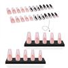 Manicure Full Cover White and Black Mixed Colors Long Coffin with Taichi Design False Nail Tips