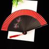 Bamboo Folding Fan with Tassels Chinese Style Portable Summer Hand Held Fan Decoration Dance Performance Props Party Costume Accessories