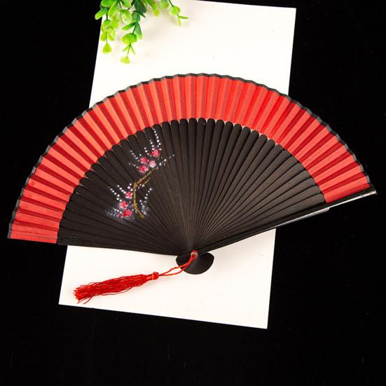 Бамбуковый складной веер с кисточками в китайском стиле, портативный летний ручной веер, украшение для танцевального выступления, реквизит, аксессуары для костюмов для вечеринок
