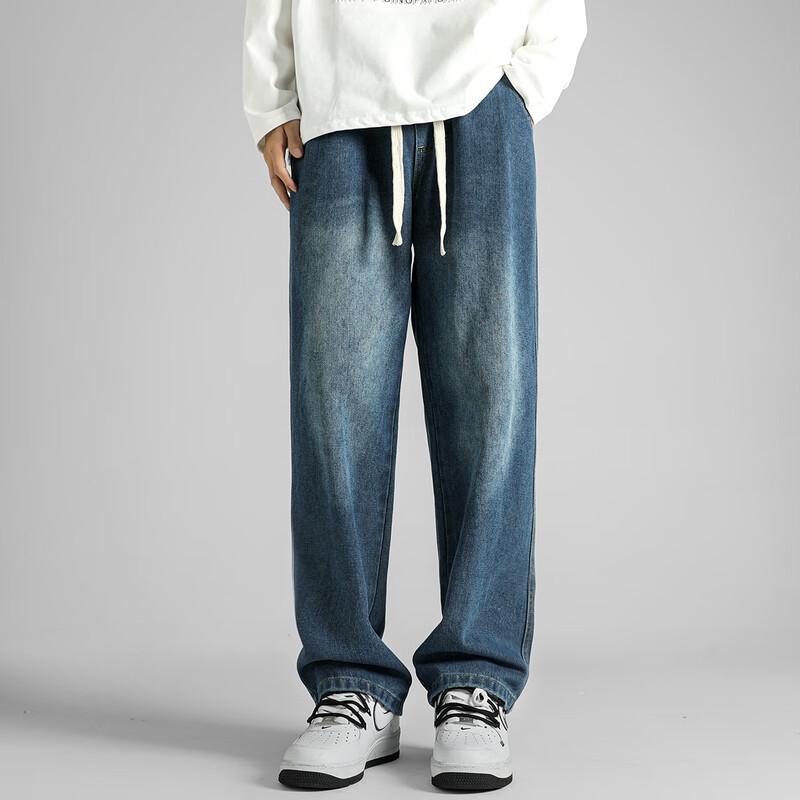 Wassup Sohot Мужские американские прямые свободные повседневные джинсы