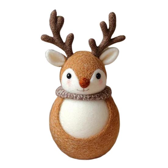 Felt Reindeer Figurine Handmade Elk Christmas Decoration Cute Small Wool Felt Crafts for Winter Holiday Tiered Tray Home Table Decor