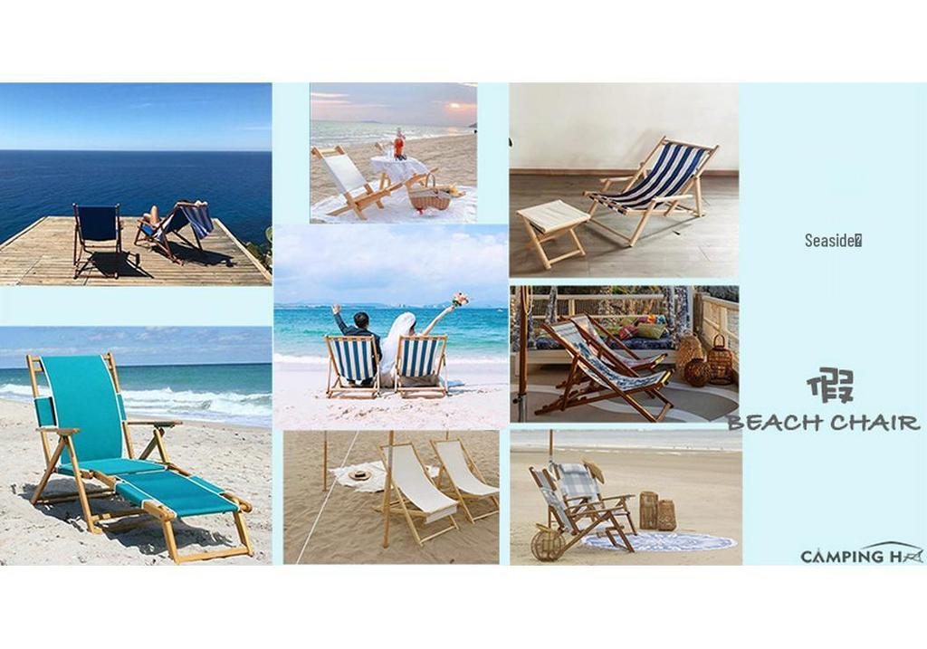 Pink Wooden Outdoor Lounge Chair for Beach, Balcony, Camping, and Garden