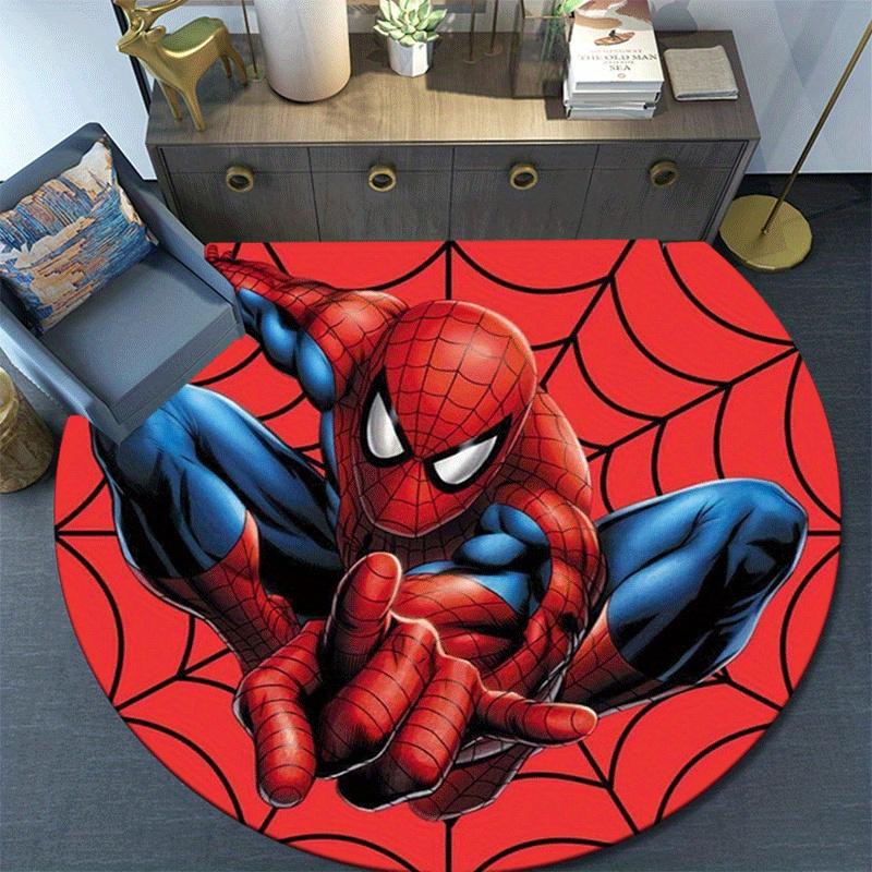1pc Spider-Man Round Area Rug,Non Slip,Machine Washable Polyester Carpet for Living Room,Bedroom Decor