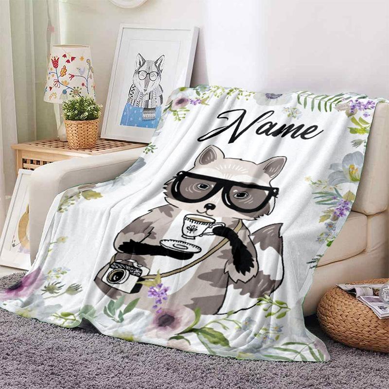 Blankets Children Girls Boys Linen Wool Blankets Personalized Family Friends Flannel Blankets Gifts