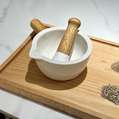 Керамическая ступка с пестиком: Чесночница Хунаньской кухни для баклажанов, перца чили и чая.