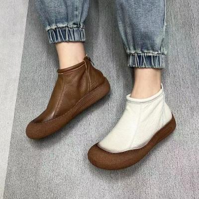 Модные женские туфли на плоской подошве, ботильоны на платформе, брендовые кожаные туфли на среднем каблуке, зима 2024 года, трендовая повседневная обувь для ходьбы, модные нескользящие ботинки Mujer