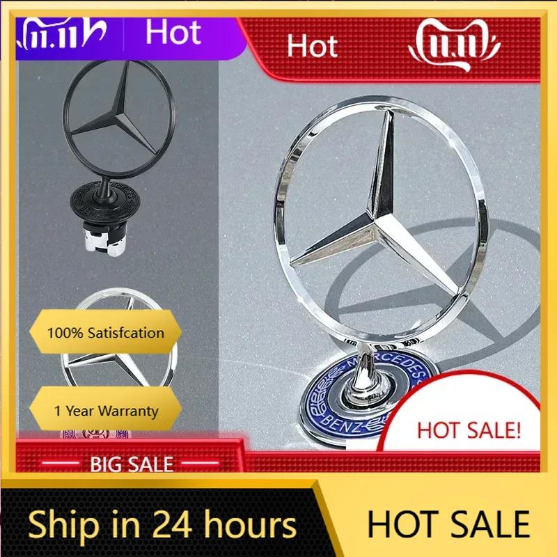 New C200 E200 For Mercedes Benz 1Pcs Car Front Bonnet Logo Emblem For Mercedes Benz W204 W220 C180 C200 E260 E300L Zinc Alloy D