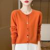 Wholesale Korean Color Button Cropped Round Neck Sweater Women Spring Autumn Versatile Knit