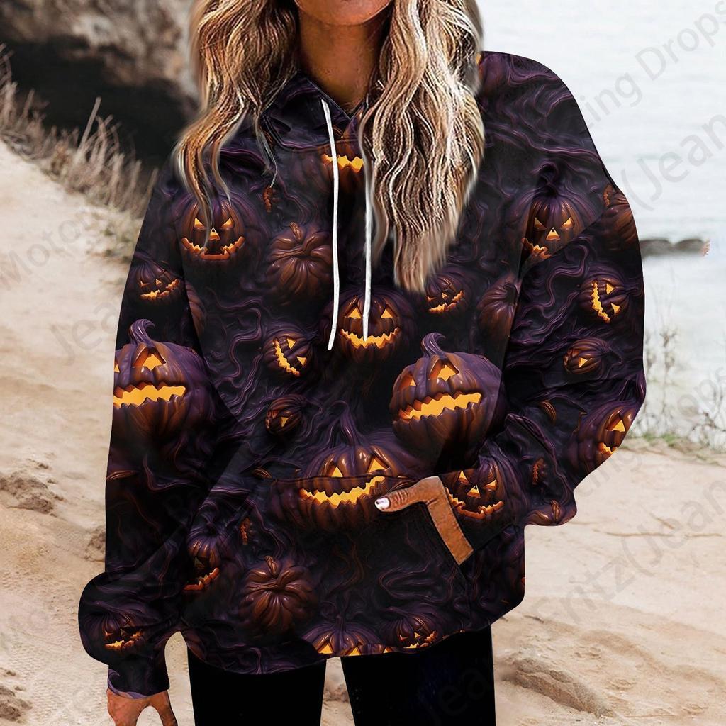 Happy Halloween 3D Print Hoodie Women Fashion Oversize Hoodies Women Sweats Halloween Hoodie Sweatshirt Women Sports Suits Coat