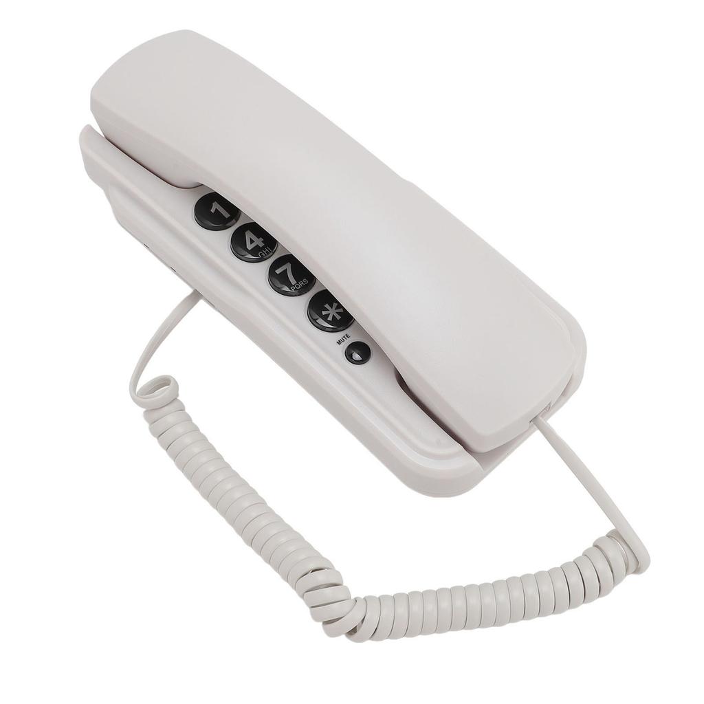 Wall Mount Phone Corded Volume Adjustable Ringer Redial Wall Telephone for Hotel Office White