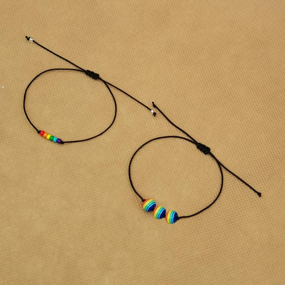 3 шт./набор Бохо Радужный Браслет из бусин Сердце Любви Дружба Плетеный Веревочный Парный Браслет Пара