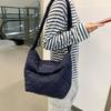 Autumn and Winter New Tote Bag Female Students Class Messenger Bag Large Capacity Commuter Cloth Bag Soft Waxy Padded Cotton Hand Bag