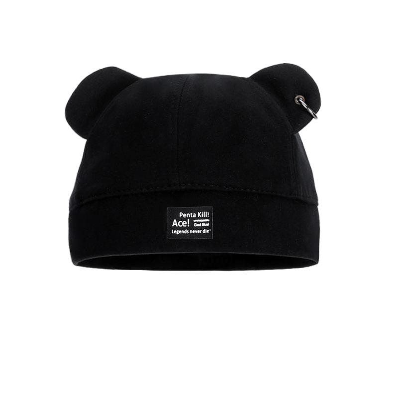 Милая шапка-дыня с медвежьими ушками из искусственного меха, сладкая, крутая, уличная, с индивидуальностью, универсальная шапка-федора, осенне-зимняя теплая шапка-пуловер, детская