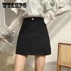 Women Summer High Waist Skirt Casual Solid Color Anti-Darkening Mini Thin Sexy A-line Denim Skirt