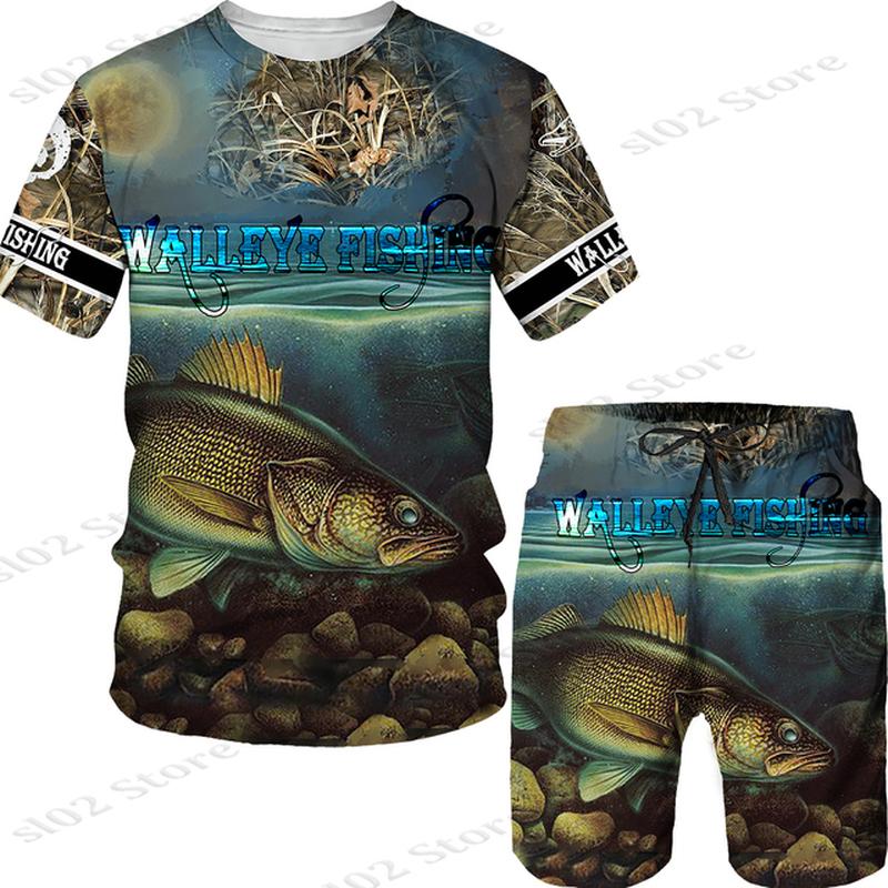 Мужская футболка с 3D принтом рыбы для спорта, рыбалки, кемпинга, камуфляжа и охоты, комплект мужской одежды, уличная одежда, футболки/шорты/костюмы больших размеров