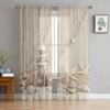 Fishing Net Starfish Lighthouse Beach Wooden Tulle Sheer Window Curtains for Living Room Bedroom Voile Organza Curtains Drapes