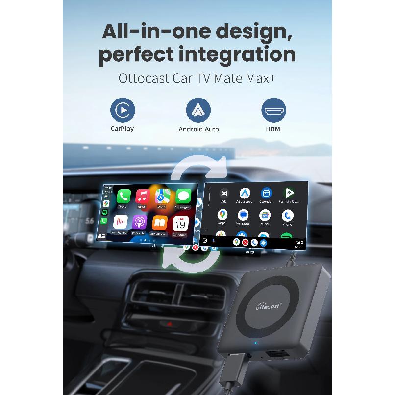 OTTOCAST Car TV Mate C4 Беспроводной адаптер Android Auto CarPlay Поддержка HDMI входа Видеоконвертер для ТВ-стиков Игровых консолей