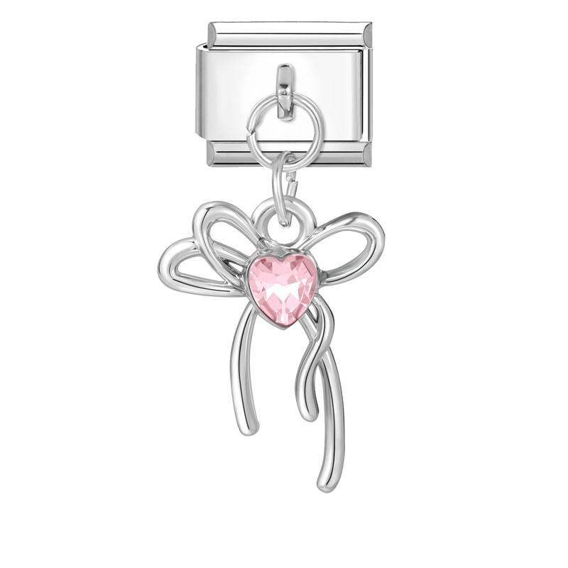 Crystal Moon Butterfly Rose Star Bow Cats Pendant Italian Charm Link Fit 9mm Stainless Steel Bracelet Women Jewelry DIY Making