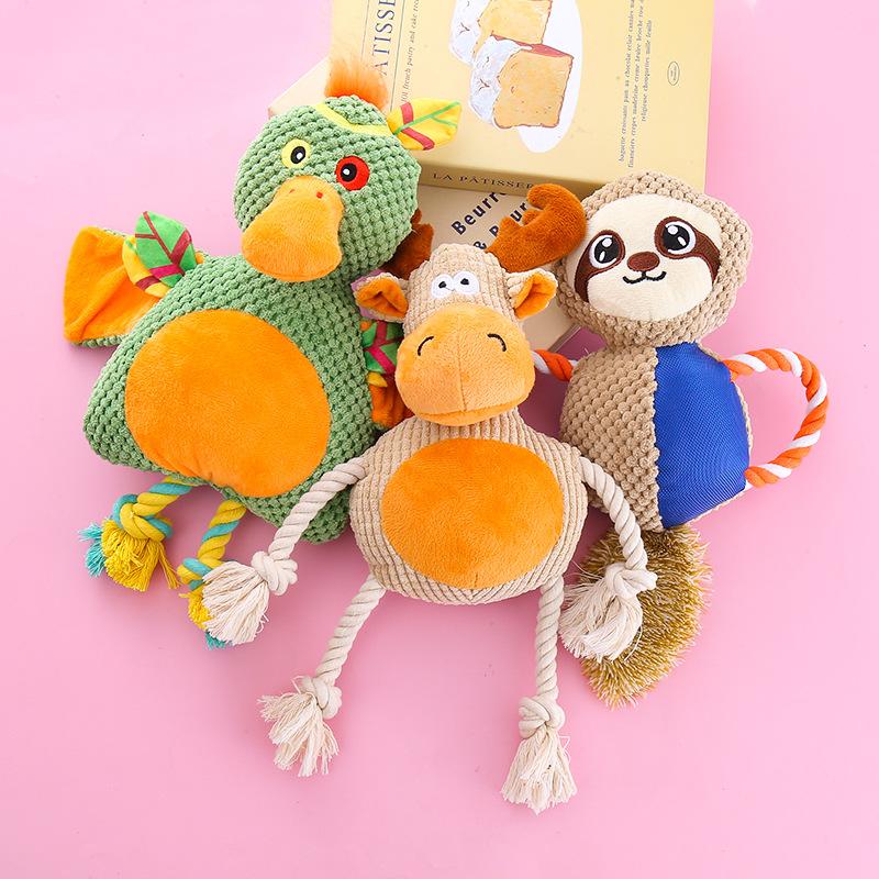Игрушки из хлопковой веревки для домашних животных, интерактивные тренировочные игрушки, издающие звуки, для чистки зубов и ухода за ними для собак средних и крупных пород