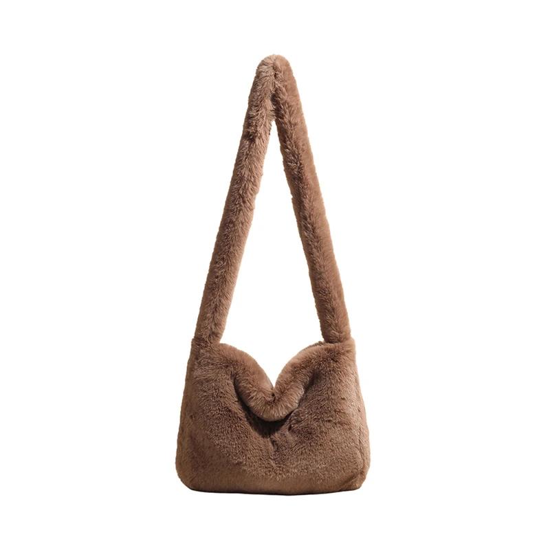 Осенне-зимняя сумка через плечо, новая женская плюшевая вместительная универсальная дорожная сумка через плечо