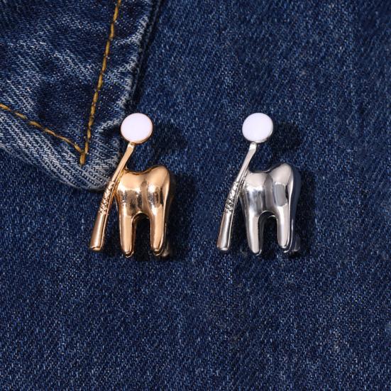 Брошь для значка/серебряного цвета, забавная булавка из стоматологической серии, элегантное украшение, креативное украшение для здоровья полости рта, мультфильм