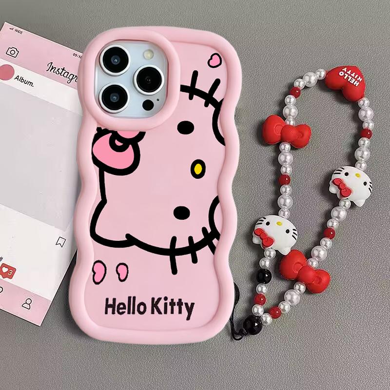 Мультяшный браслет Hello Kitty Чехол-цепочка Для OPPO A60 A6 A5 PRO A79 Reno 15F 14F 13F 12 11 10 Pro 12F 11F A36 A78 5G Волна Чехол