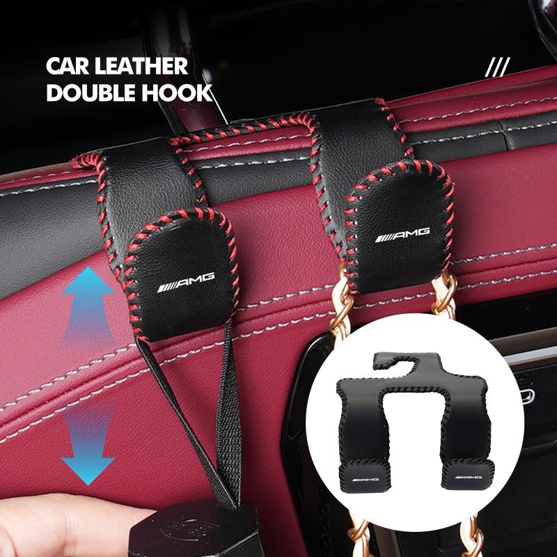 HQQM3 For Mercedes Benz Car Seat Back Hook Suede Double-Headed Rear Storage Supplies AMG W202 W212 W213 W220 W221 W222 C180 C200 C260