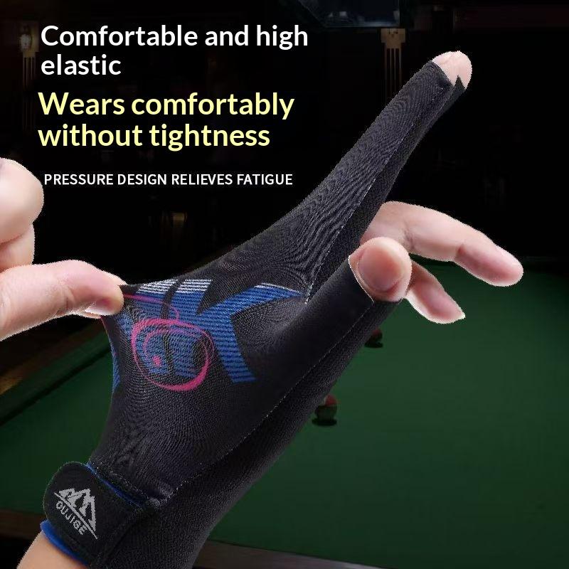 Open Finger Billiard Gloves Breathable Polyester Snooker Pool Glove Anti-Slip Adjustable Billiard Training Cue Glove