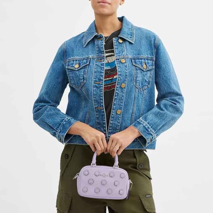 COACH SATCHEL Smooth Leather One Shoulder Handbag Small Women's Purple CAJ99-SVLL