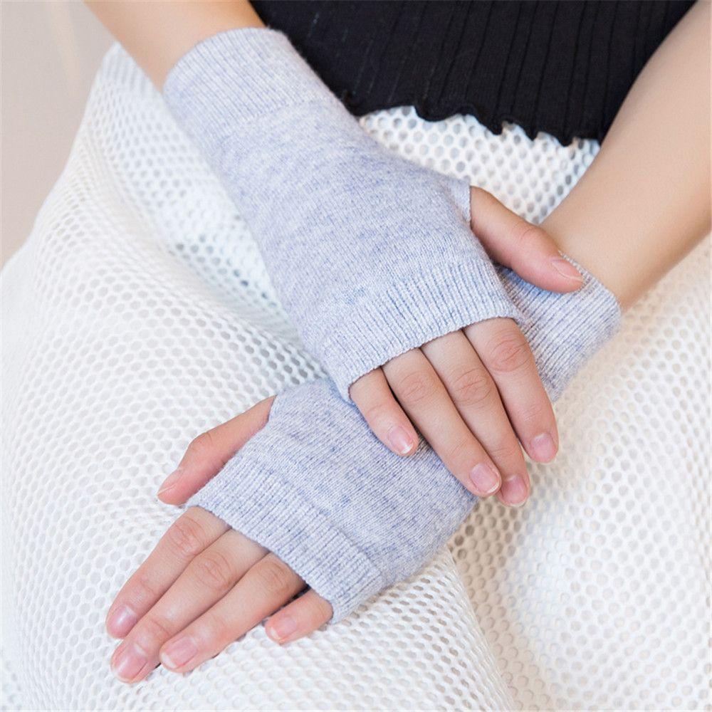 Women Girl Fingerless Sheep Wool Knitted Wool Glove Half Mitten Exposed Finger Wrist Gloves