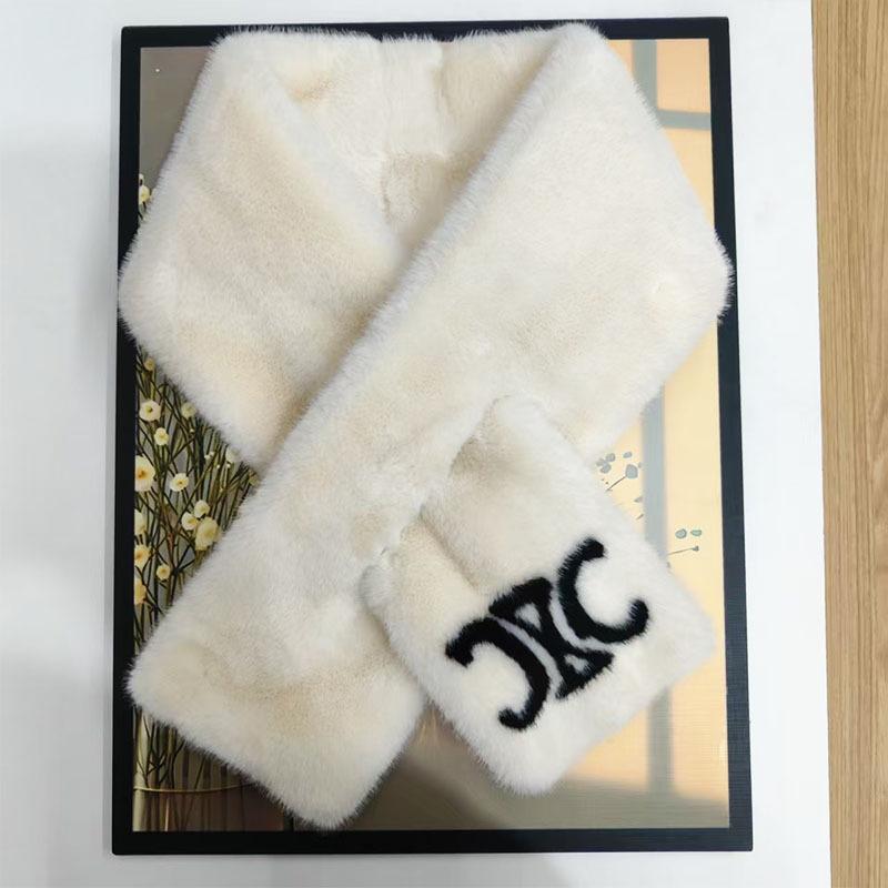 Camellia Imitation Rabbit Fur Scarf 23 Winter Fashionable and Elegant Women's Warm Neck Cover Neck Protection Small Fragrant Wind Scarf