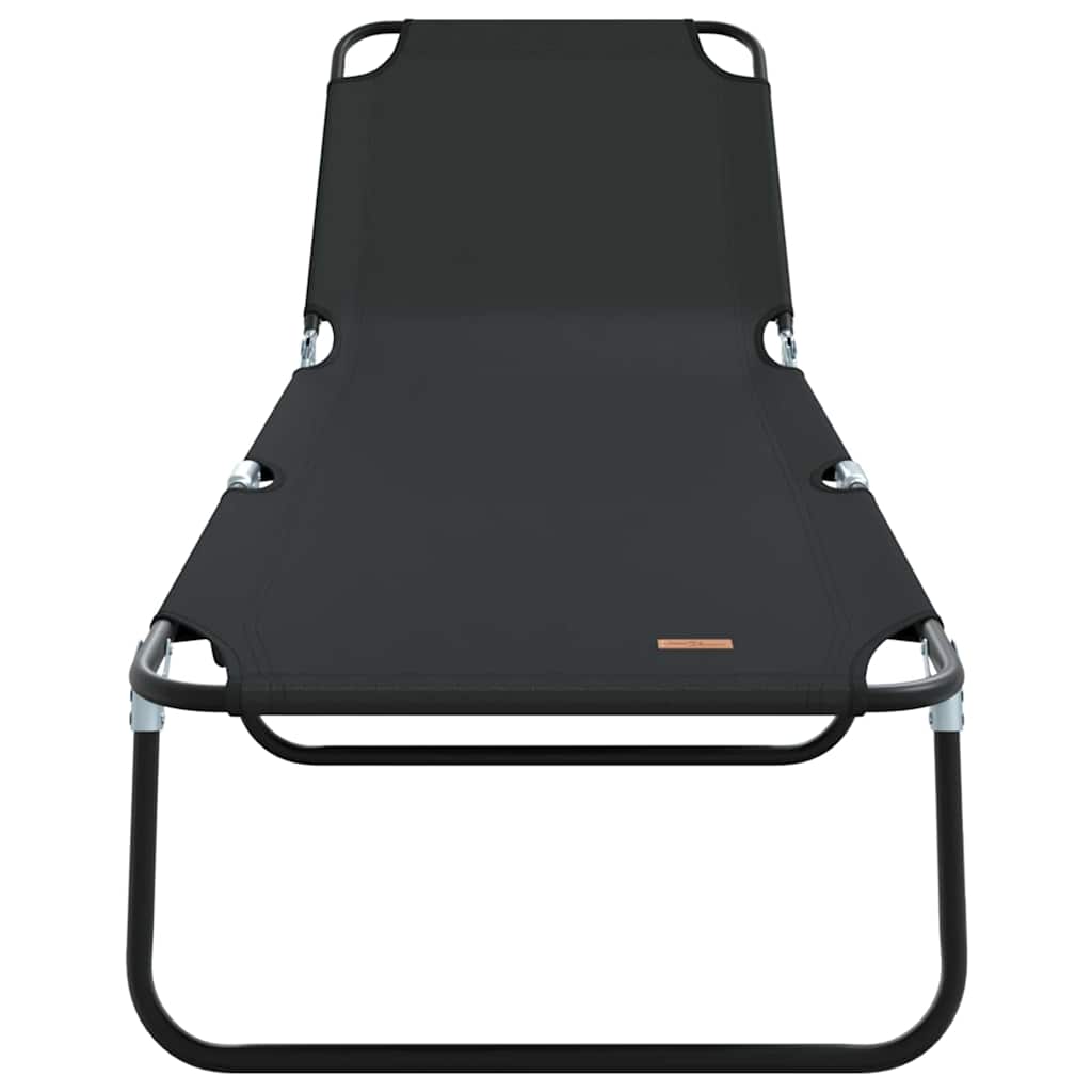 Folding Sun Lounger 2 pcs Black 188 x 57 x 86.5 cm