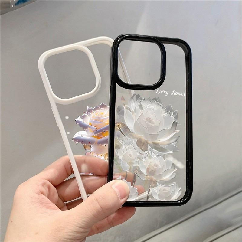 Роскошный Усовершенствованный Чехол с Розами для iPhone 17 Air 16 15plus 14 13 12 11 Pro Max Прозрачная Стильная Крышка Элегантная Защитная Funda