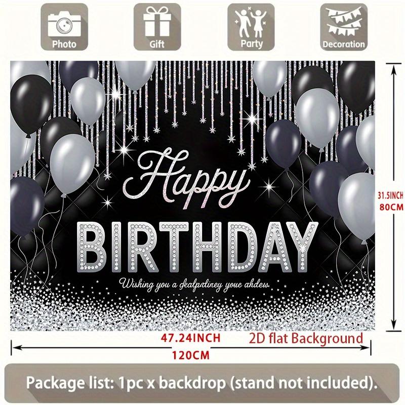 1pc Birthday Photo Booth Hanging Banner Black Polyester