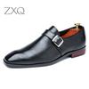 Mens Leather Shoes Pointed Toe Oxford Shoes For Men Dress Business Slip On Wedding Leather Male Brogues Buckle Shoes