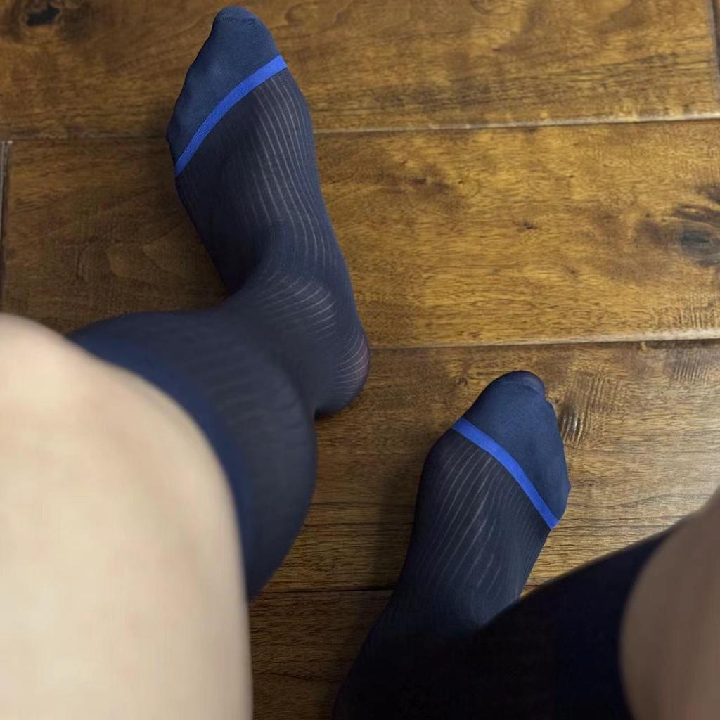 Мужские носки Zhou темно-синие в черную полоску нейлоновые деловые