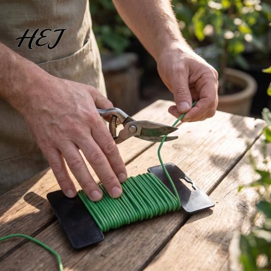 Sturdy Twist Tie for Gardening 32.8Ft Soft Plant Tie, Green Garden with Spool, 2.5mm Diameter, Galvanized Plastic Coated Vines Iron Wire Damage-Free