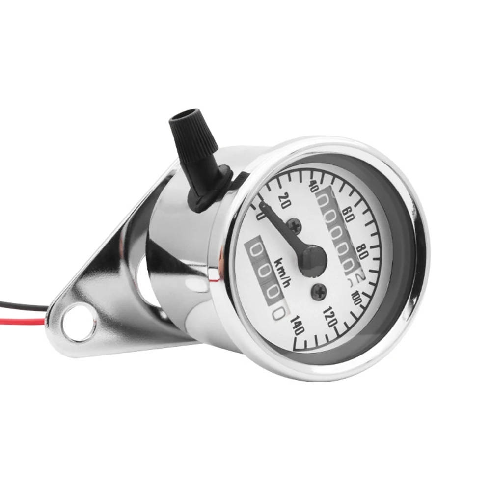 Universal Motorcycle Mechanical Dual Odometer Speedometer Gauge Speed Line Interface Metal Chrome for Harley Bobber Chopper Cafe