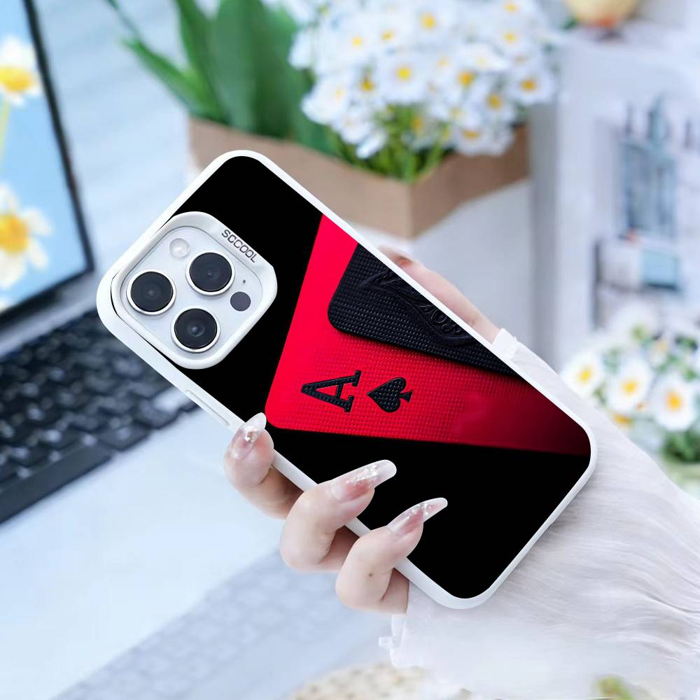p-poker Phone Case For iPhone17, 16,15,14,13,12 Pro Max white Candy Matte Shockproof Cover