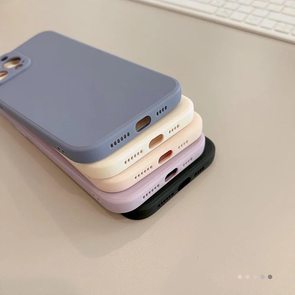 Мягкий однотонный силиконовый матовый чехол для телефона iPhone 15 14 13 12 11 Pro Max X XS Max XR 8 7 Plus, мини-противоударный чехол-бампер