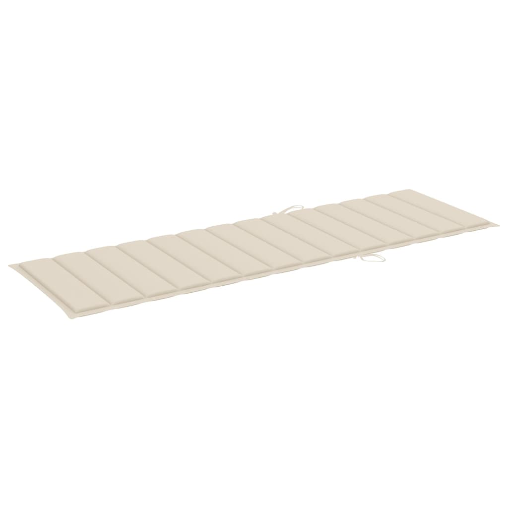 2 Piece Sun Lounger Set with Table and Cushions Solid Acacia Wood