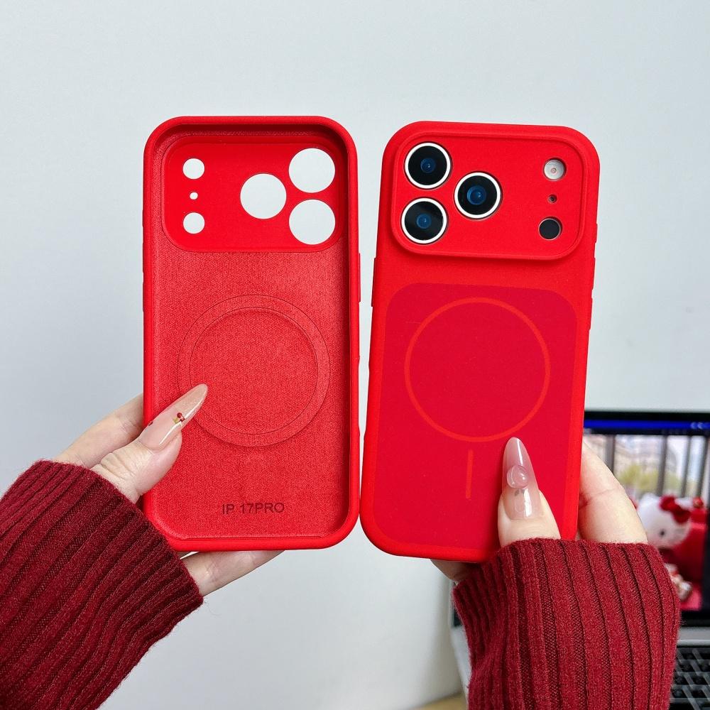 Liquid Silicone For Chinese Red Case For For Iphone 17 Air 16 15 14 Plus 13 17 Pro Max Magnetic Wireless Charge Cover