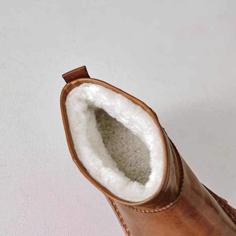 Krazing Pot Зимняя обувь из коровьей кожи, меха и шерсти, женские зимние ботинки, сохраняющие тепло, без застежек, европейский дизайн, устойчивые к холоду, ботильоны