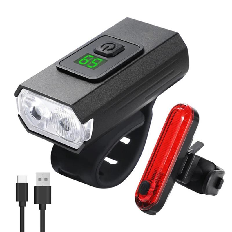 Комплект велосипедных фар и задних фонарей, 6 режимов освещения. Велосипедная фара с 2 яркими светодиодами, USB Type-C.