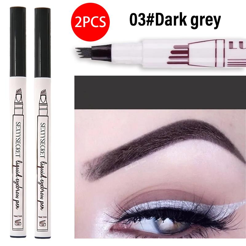 4 Split Tip Wild Eyebrow Pencil Nature 3D Tattoo Brow Contour Pen Lasting Waterproof 4 Colors Liquid Eye Brow Outline Makeup