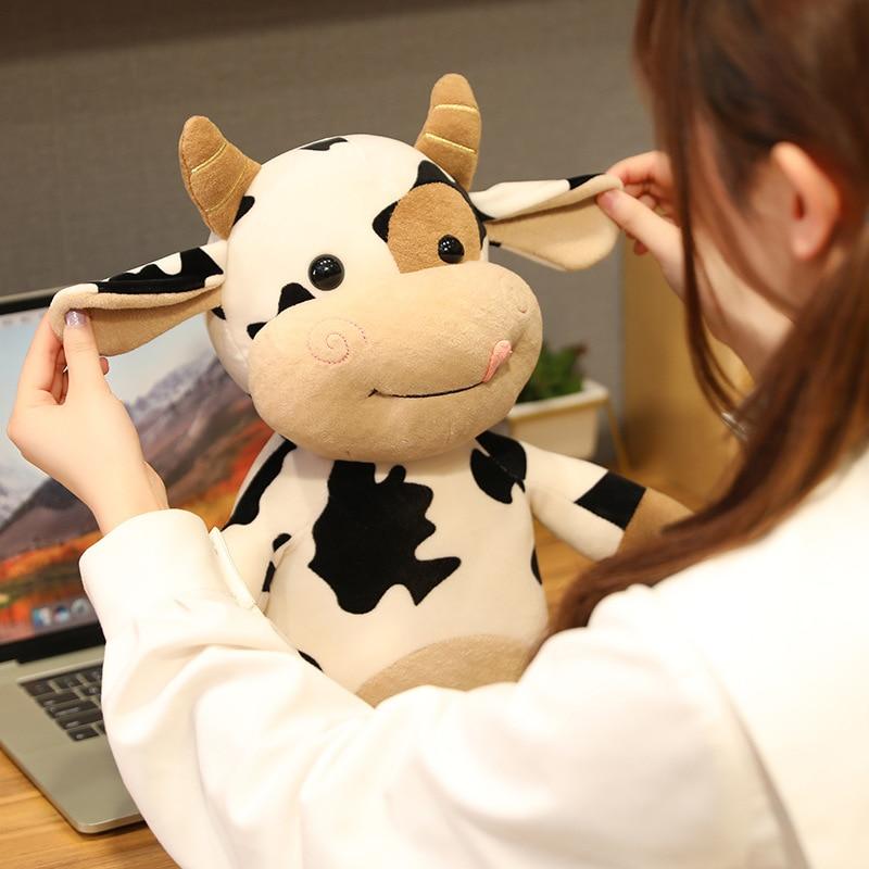 Cute Cattle Plush Toys Kawaii Simulation Milk Cow Plush Doll Stuffed Soft Pillow for Children Kids Birthday Gifts