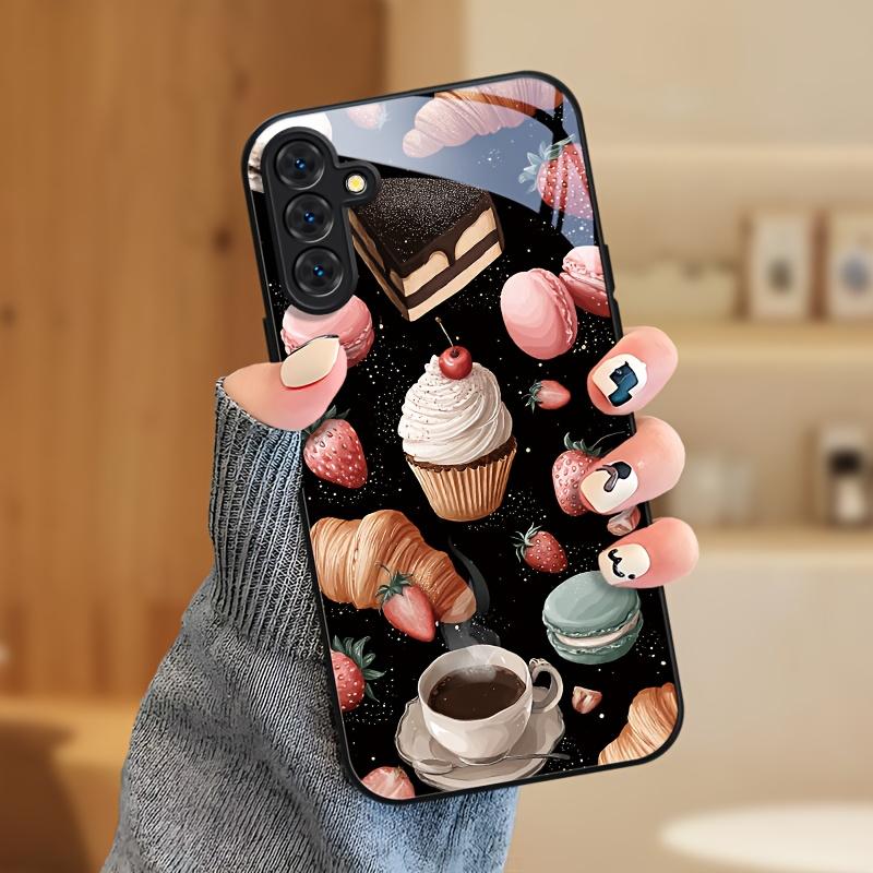 Закаленное стекло чехол для телефона для Samsung Galaxy S20, S21, S22, S23, S24, S25 и FE Ultra Plus. (Изящный дизайн подставки для торта.)