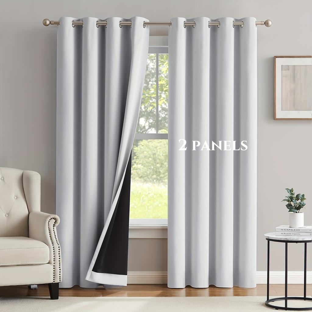 2panels Modern 100% Blackout Solid Curtains, Privacy Curtains for Living Room, Bedroom, Kitchen, Prevent Ultraviolet Rays Draps